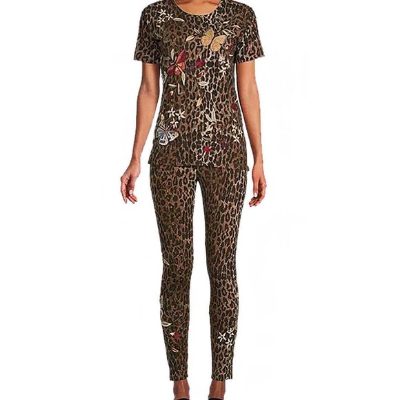 Johnny Was Penelope Velvet Bolero Leopard Embroidery Brown Jacket Shirt XL NEW - Picture 10 of 11